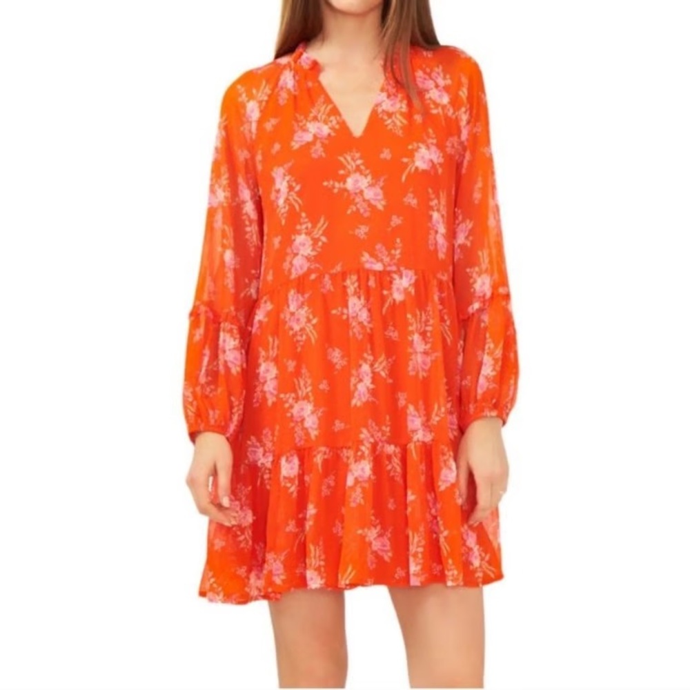 Vince Camuto Vibrant Orange Floral Dress